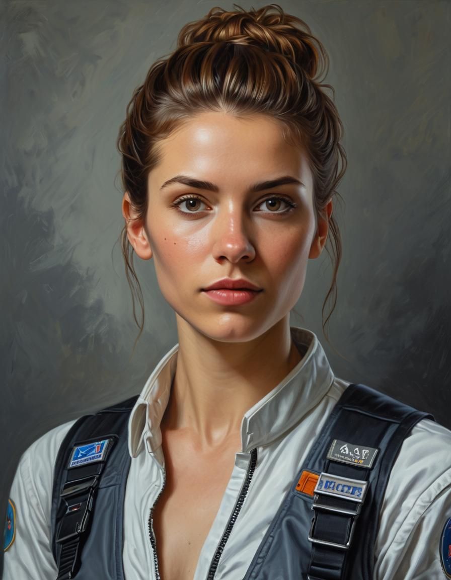 Astral Pioneer: Oil Portrait in Academicist Style