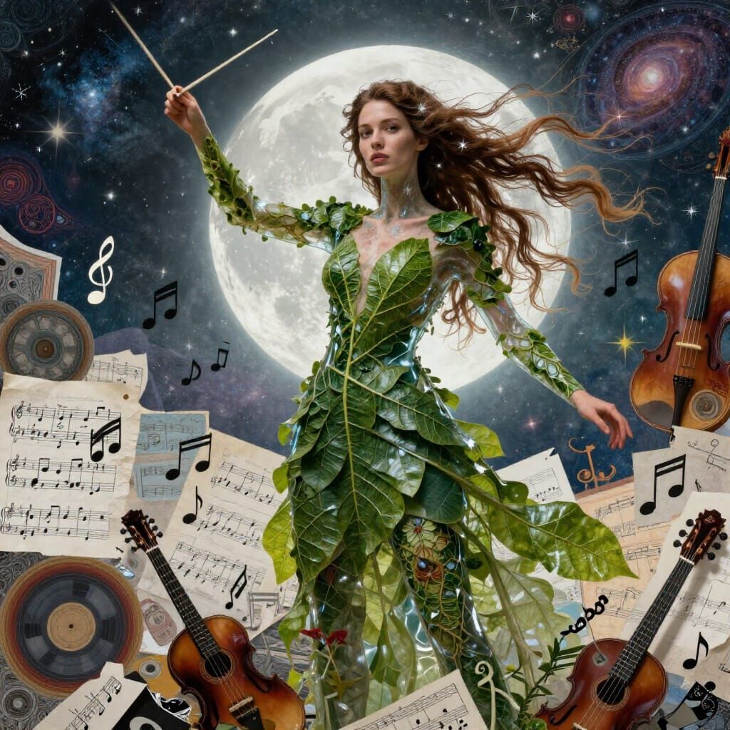 Female Conductor in Collage Style with Multicolor Palette