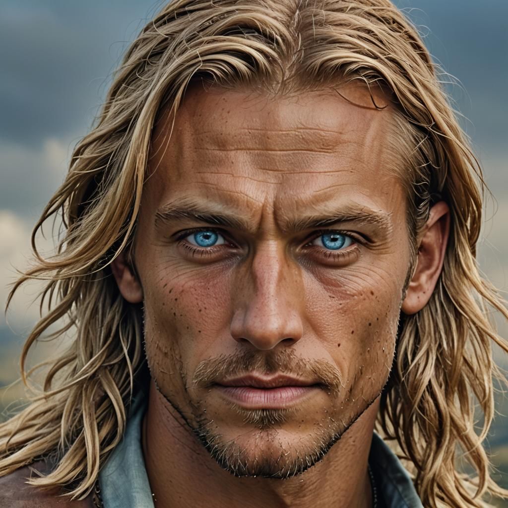 Fantasy Portrait: Muscular Blond Male with Blue Eyes