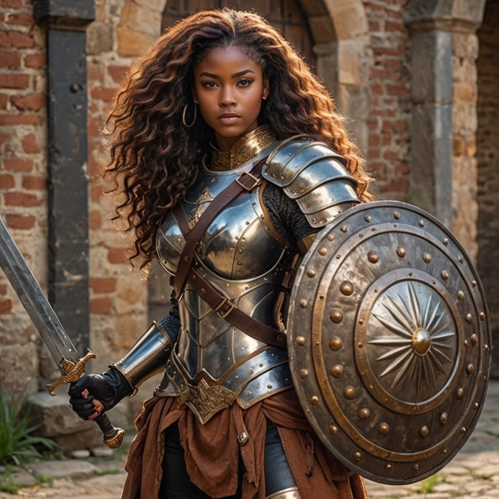 Young Warrior in Rusted Armor, Photorealistic CGI