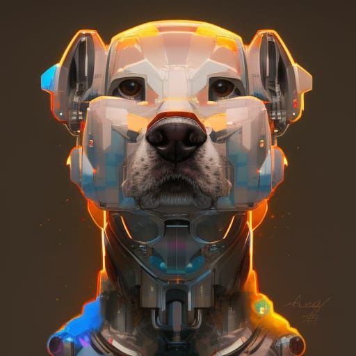 Hyperdetailed Cyborg Dog Portrait in 8K Resolution