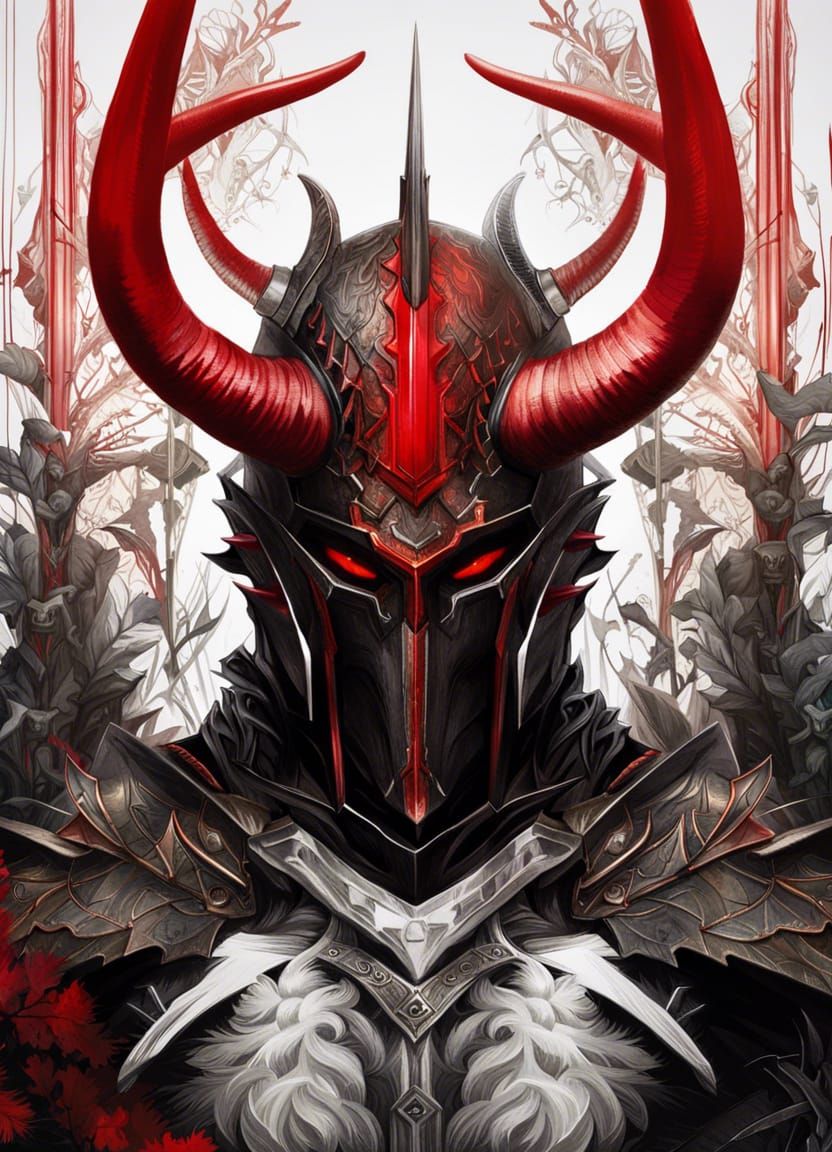 Wood Knight with Horned Helmet Digital Painting