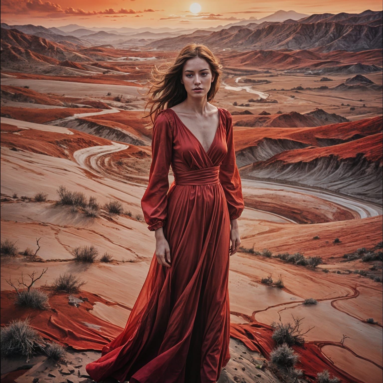 Abstract Red Dream: An AI Generated Image