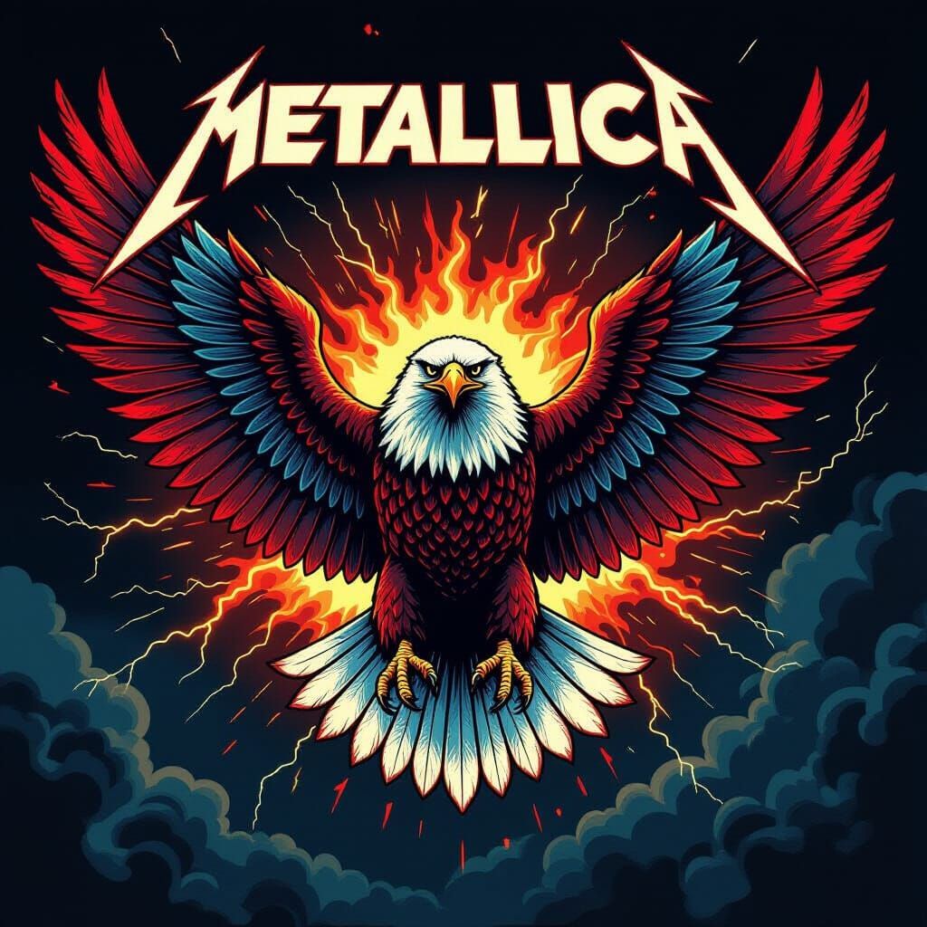 Metallica Eagle Art in Red White Blue