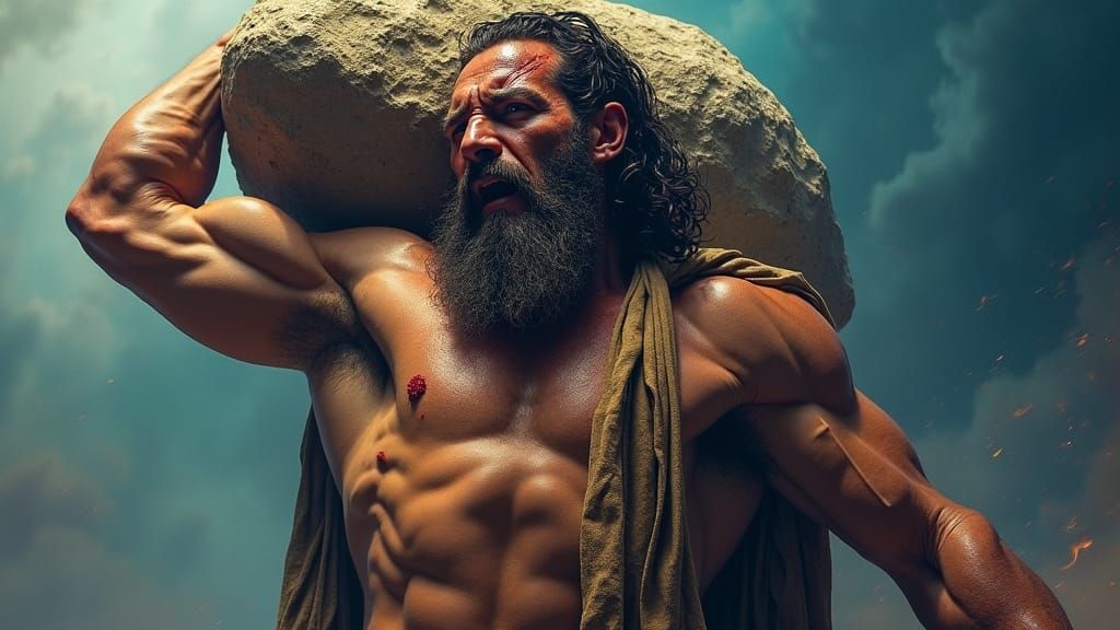 Atlas: Greek God of Endurance in Hyperrealistic Style