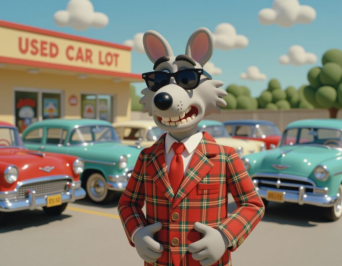 Big Bad Wolf as Claymation Car Salesman