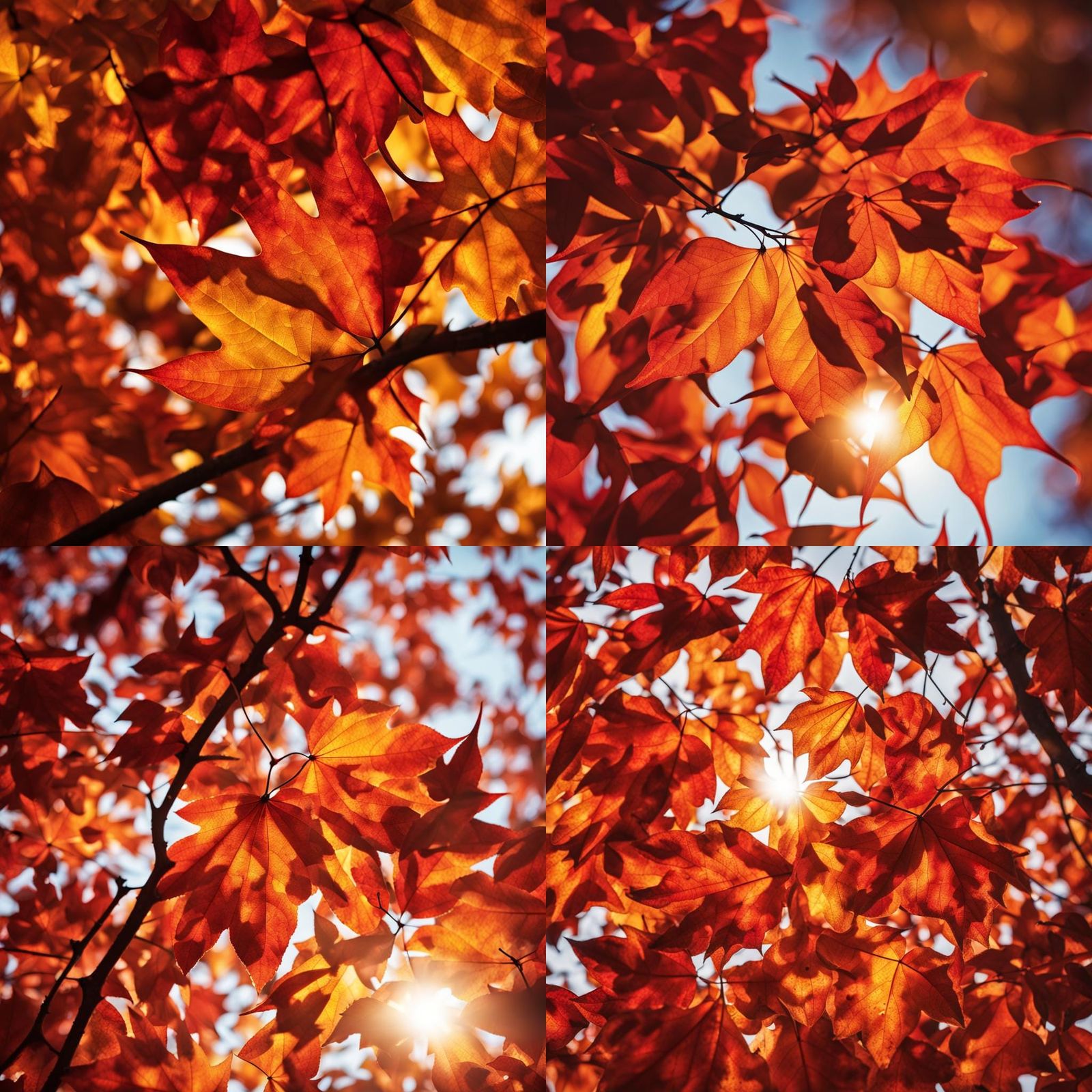 Fiery Autumn Leaves in Sunlight