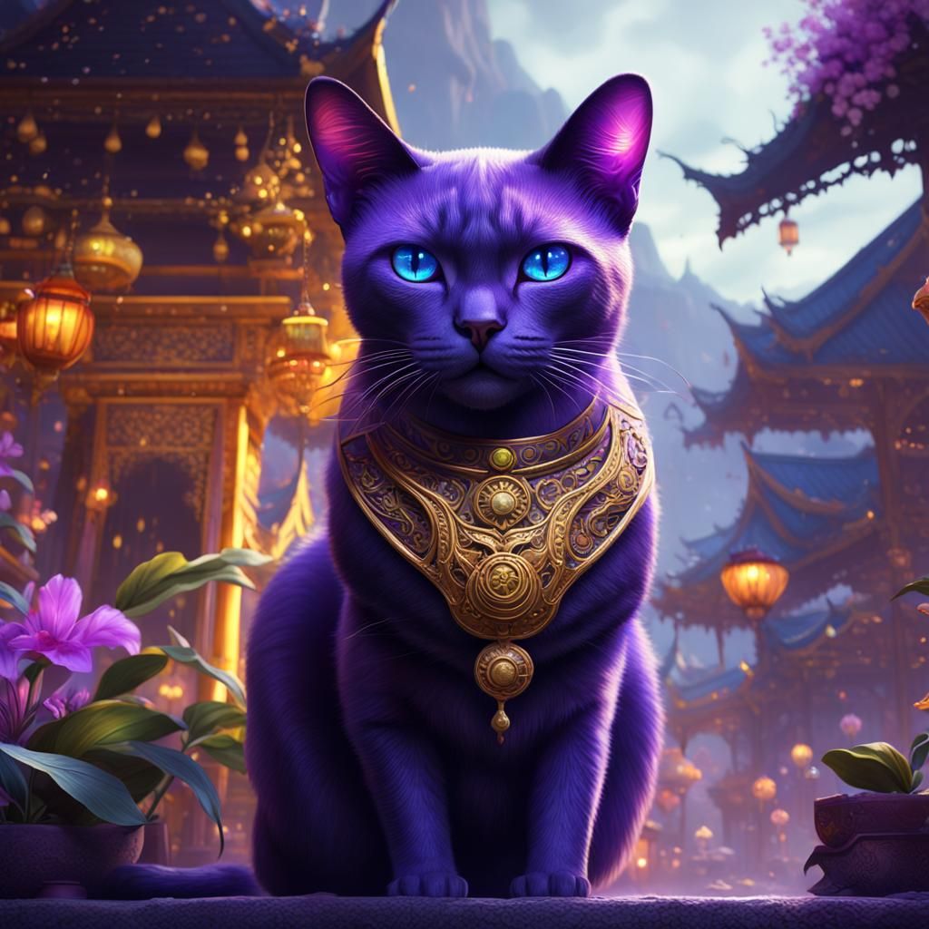 Siamese Cat in Thailand: Dark Fantasy Concept Art