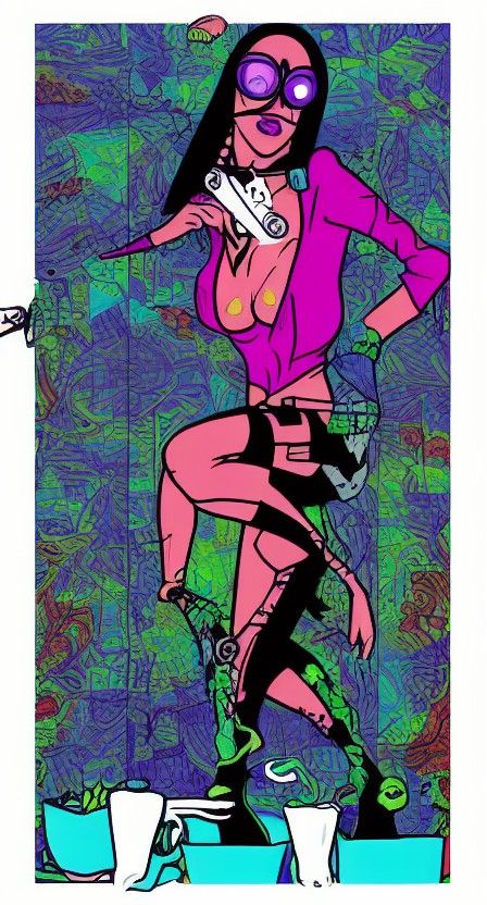 Trippy Cartoon Woman in Aeon Flux Style