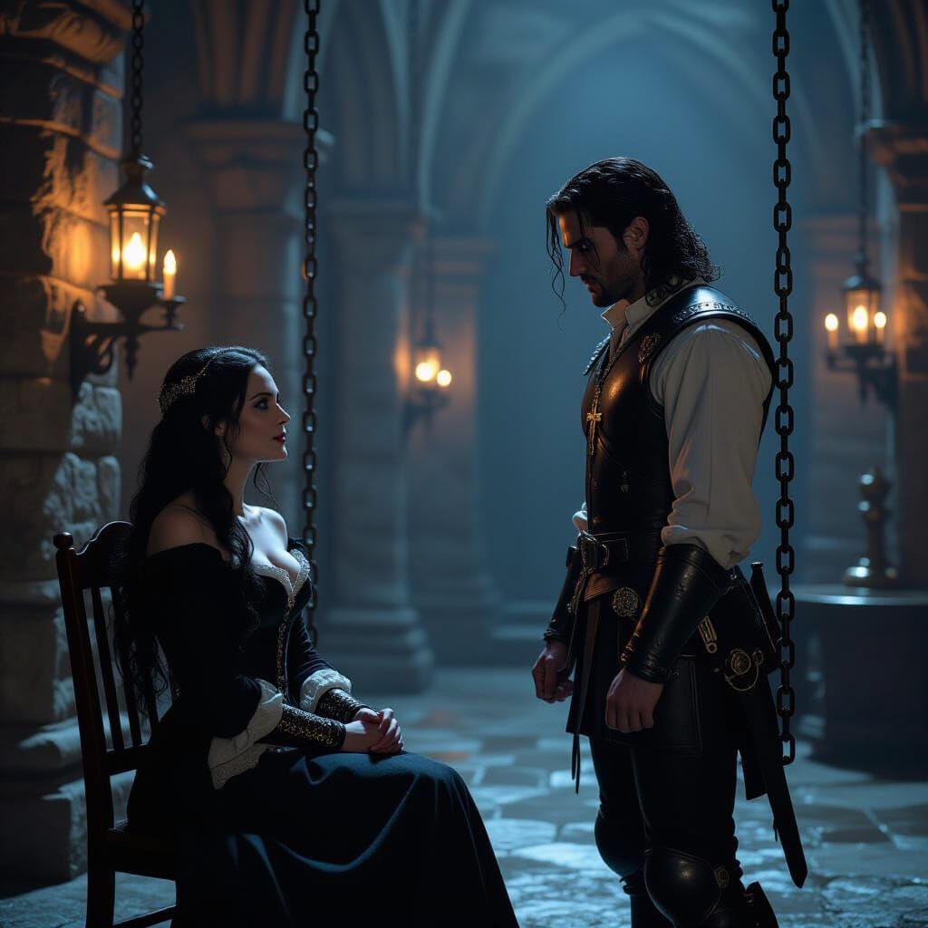 Vivienne and Caelan's Confrontation in Cathedral Cell