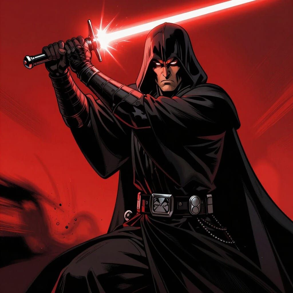 Sith Lord Force Choking Enemy with Red Lightsaber