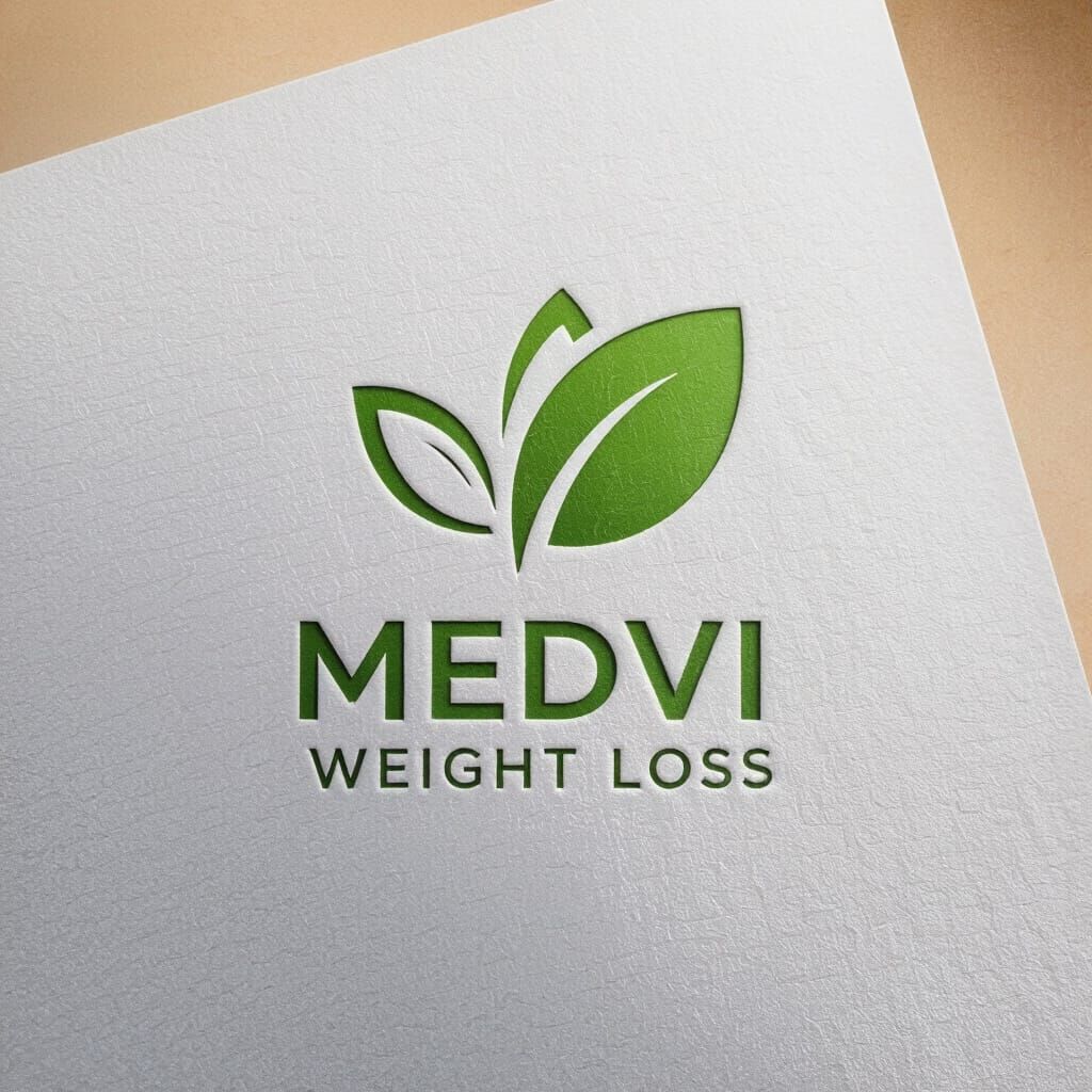 Medvi Weight Loss Logo: Green Leaf M