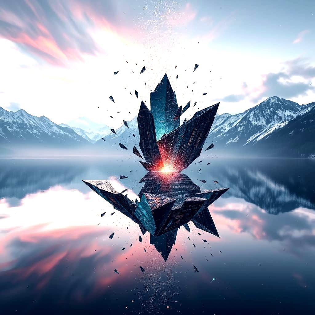 Shattered Cosmic Terrain with Data Fragments