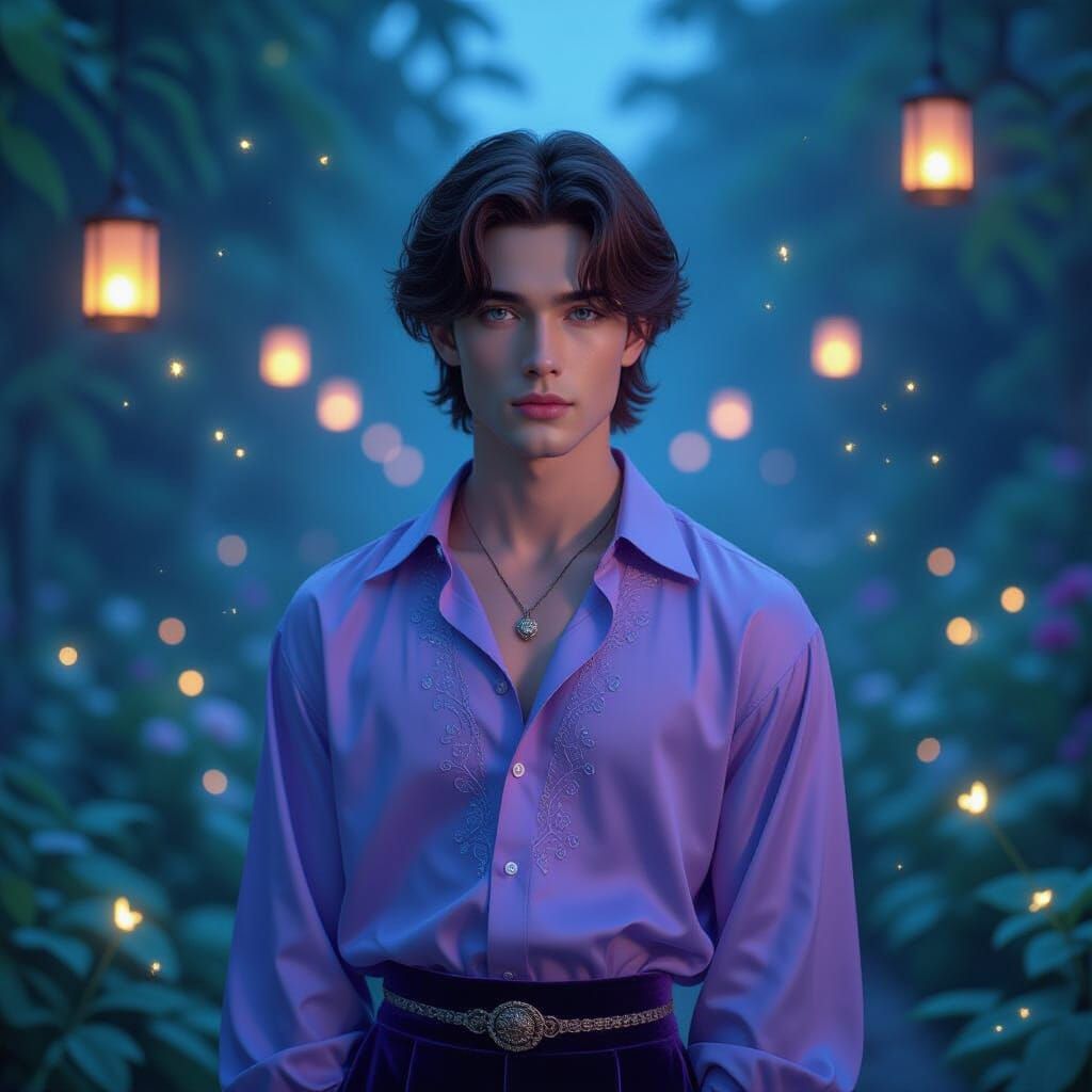 Enchanted Garden Portrait in Anime Style