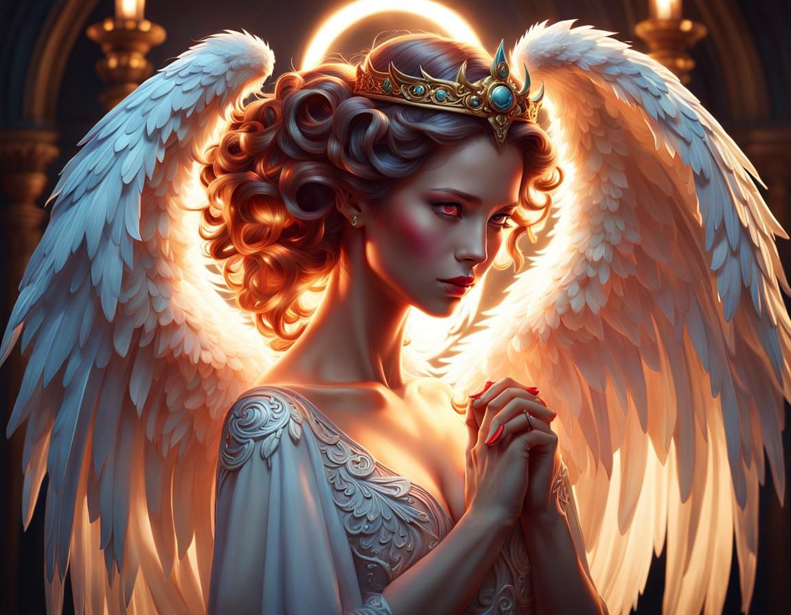 Beautiful Angel Devil Hybrid in Detailed Art Style