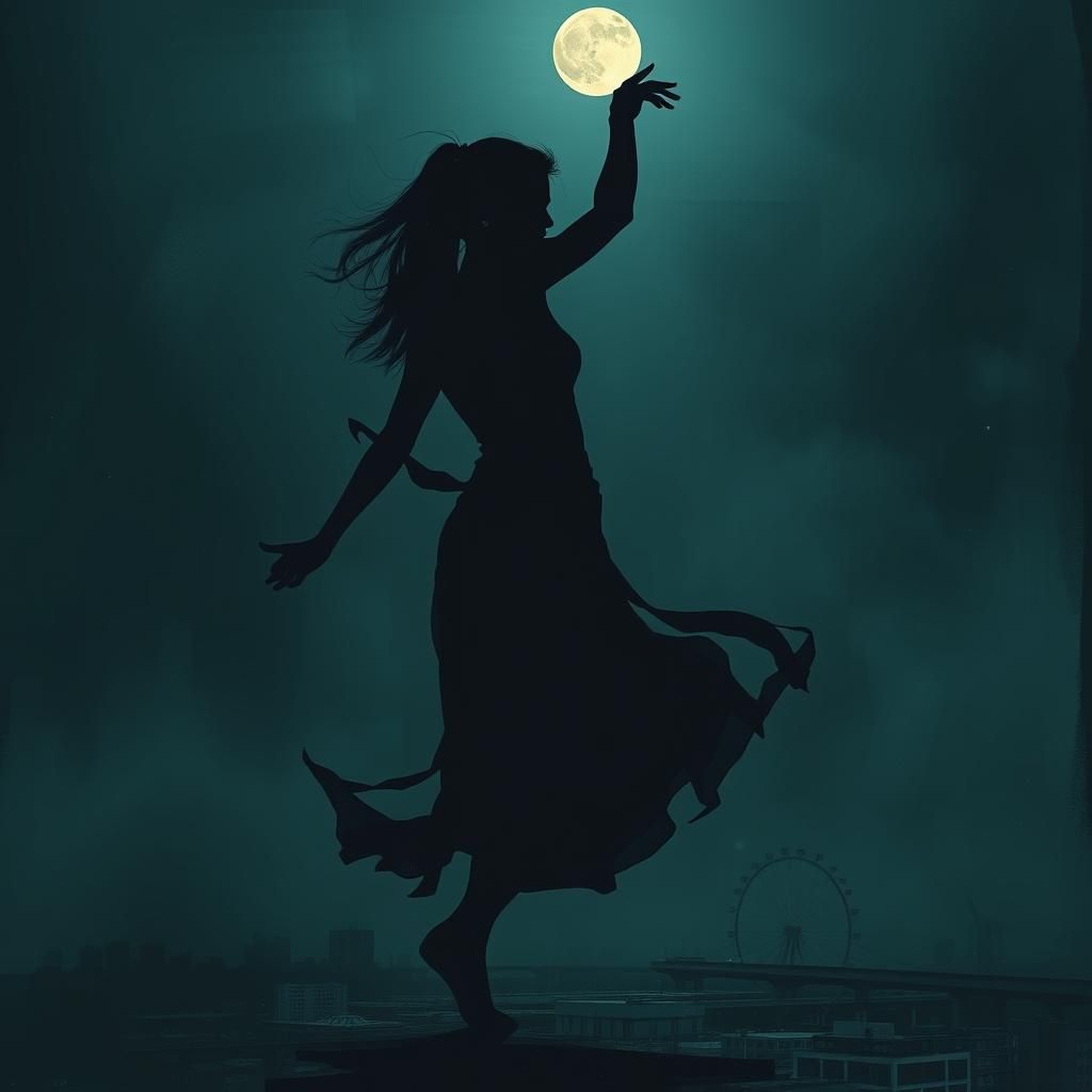 Woman Dancing in Atmospheric Night Scene