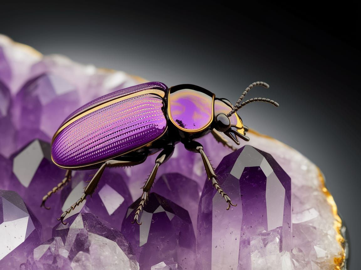 Luxurious Amethyst Beetle with Golden Accents