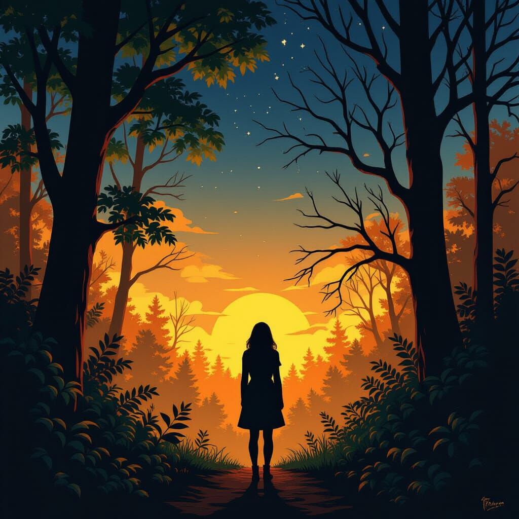 Contrasting Worlds: Forest and Barren Landscape