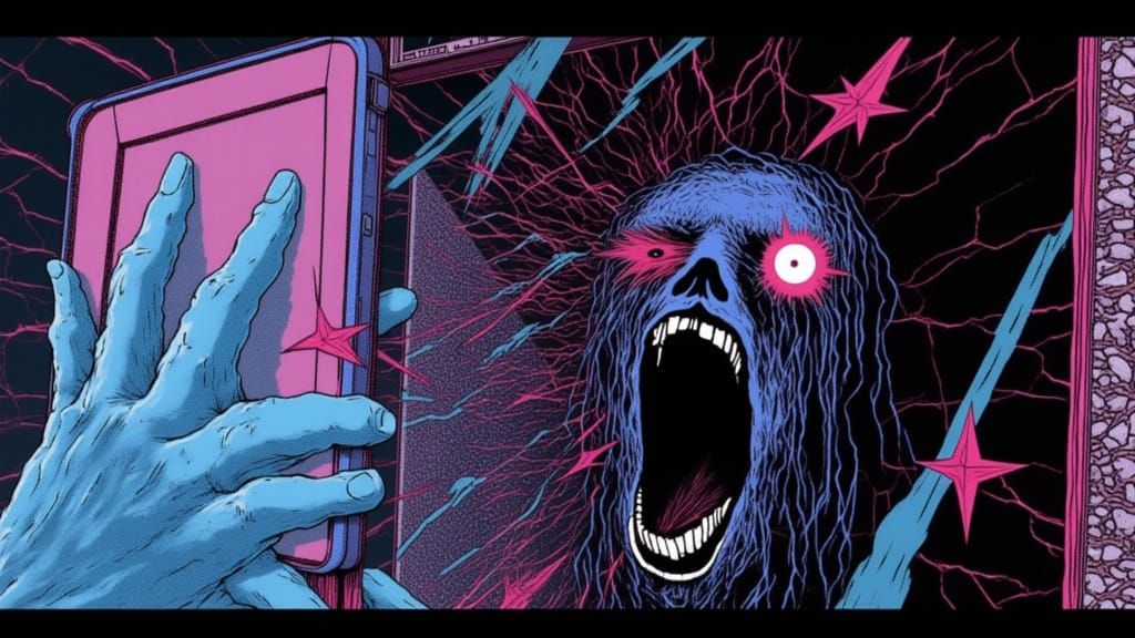 Screaming Figure Trapped in Digital Prison Shoujo Manga Styl...