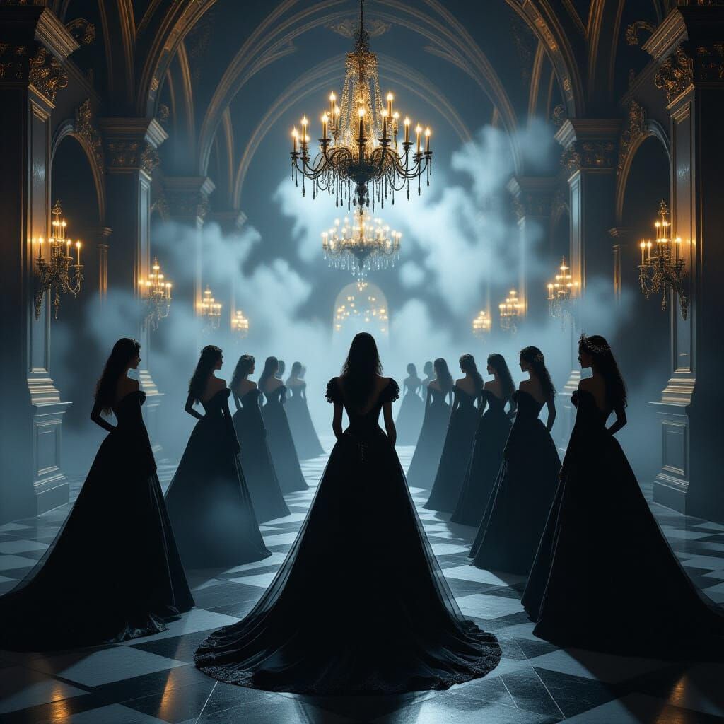 Mysterious Noblewomen in Enchanted Castle Halls
