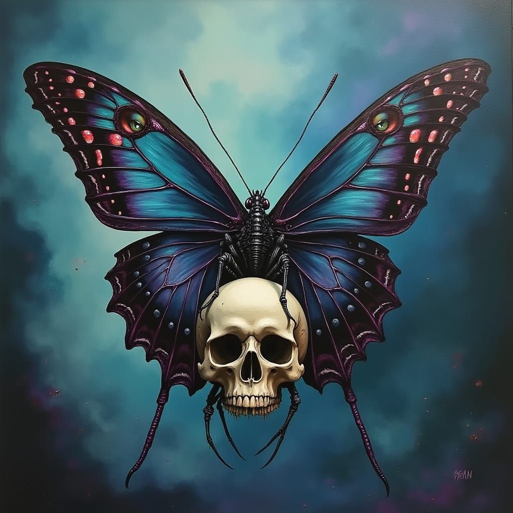 Gothic Butterfly Emerges from DMT Dreamscapes