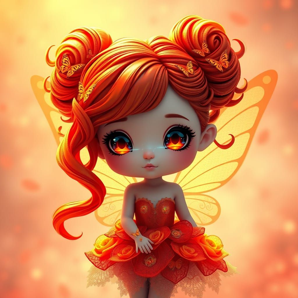 Chibi Fairy in Vibrant Alcohol Ink Art