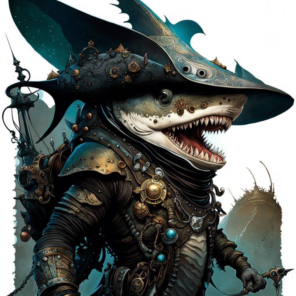 Alien Shark Pirate in Space: Character Art