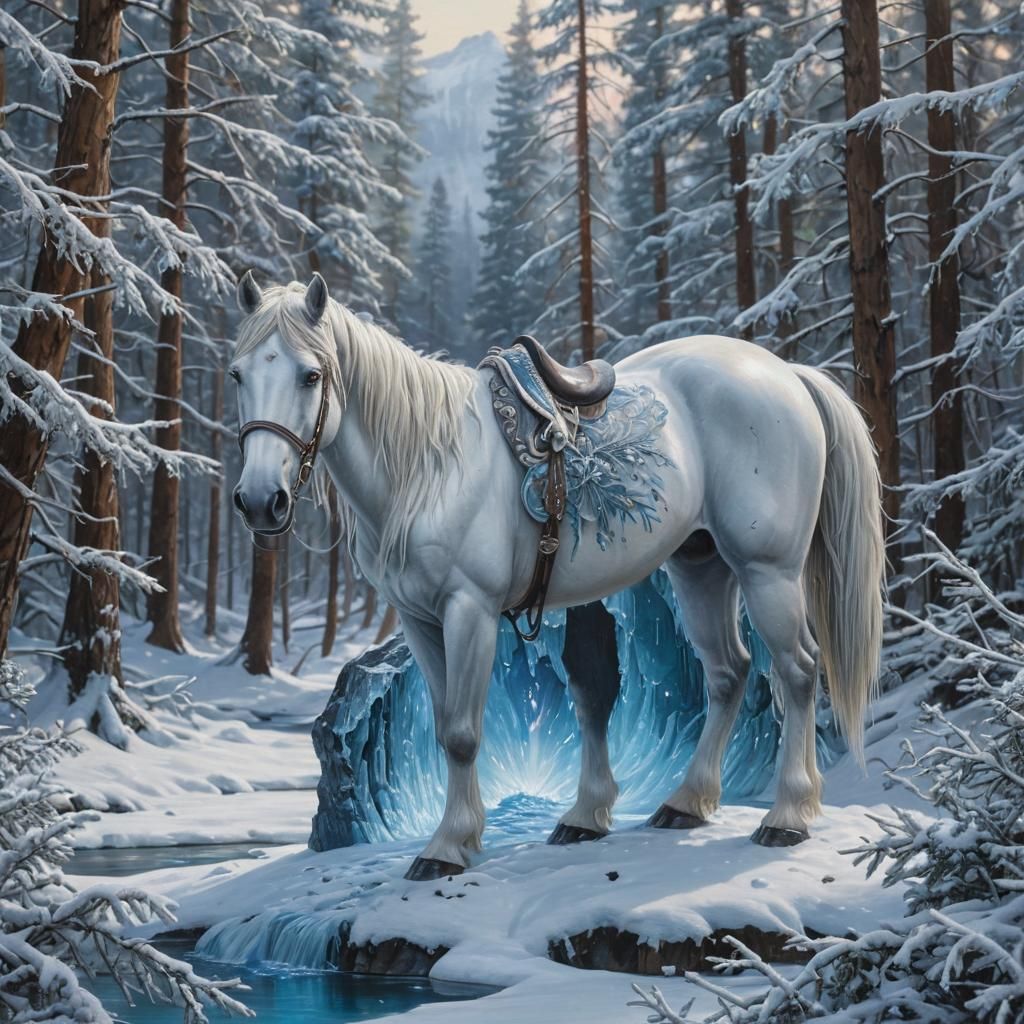 Luxurious Hyper-Realistic Oil Painting of Snowy Wonderland