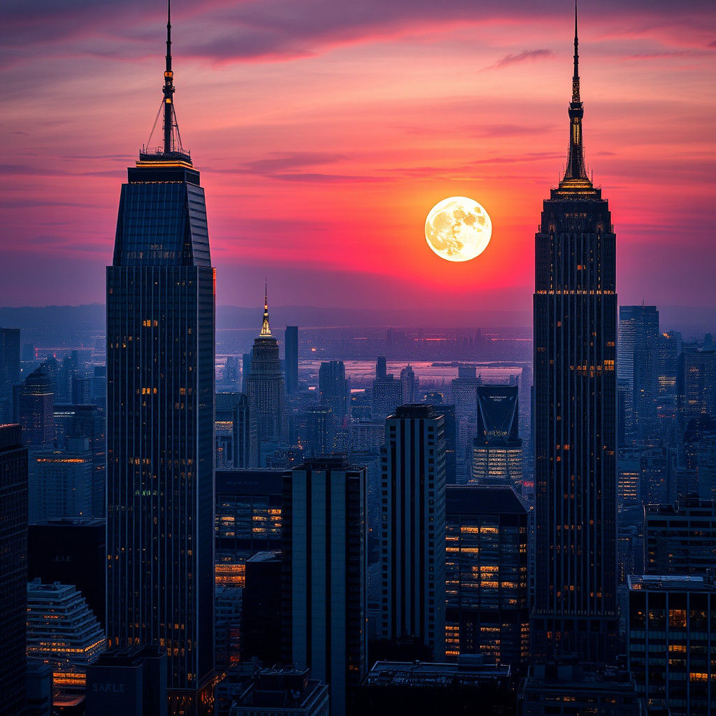 Hyperrealistic Urban Dreamscape at Dusk