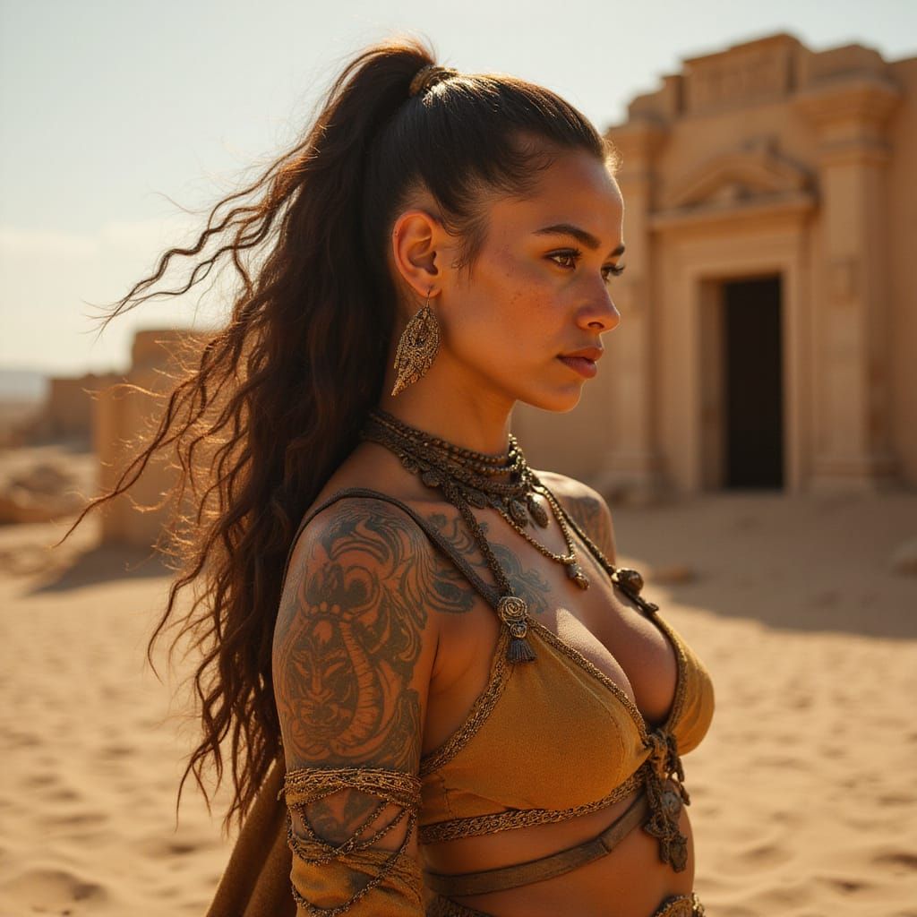 Sensual Desert Warrior in Golden Hour