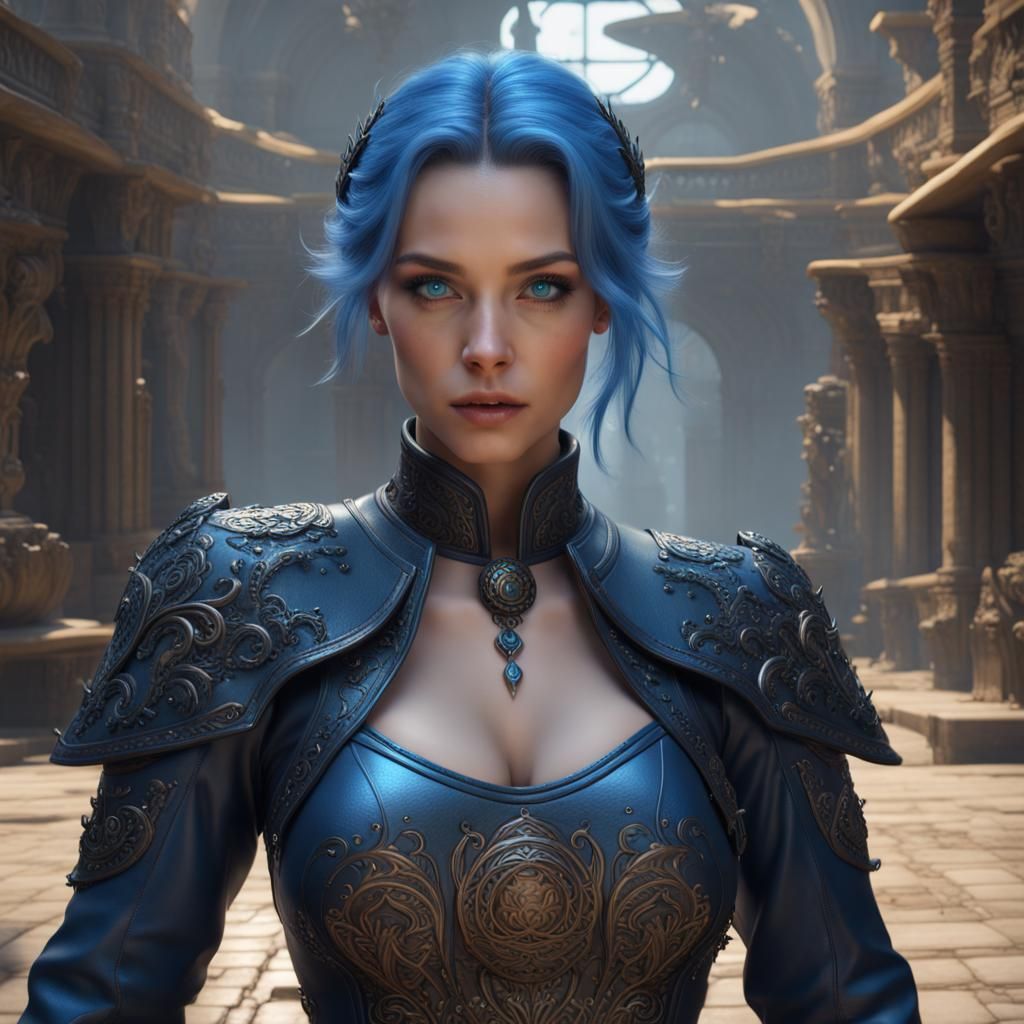Woman in Leather Outfit: Detailed Fantasy Concept Art