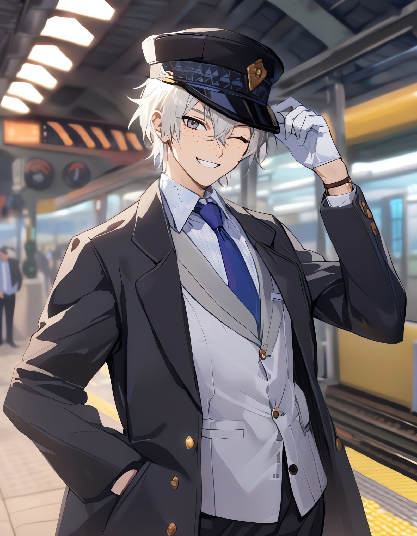 Charming Train Conductor with a Cowboy Charm