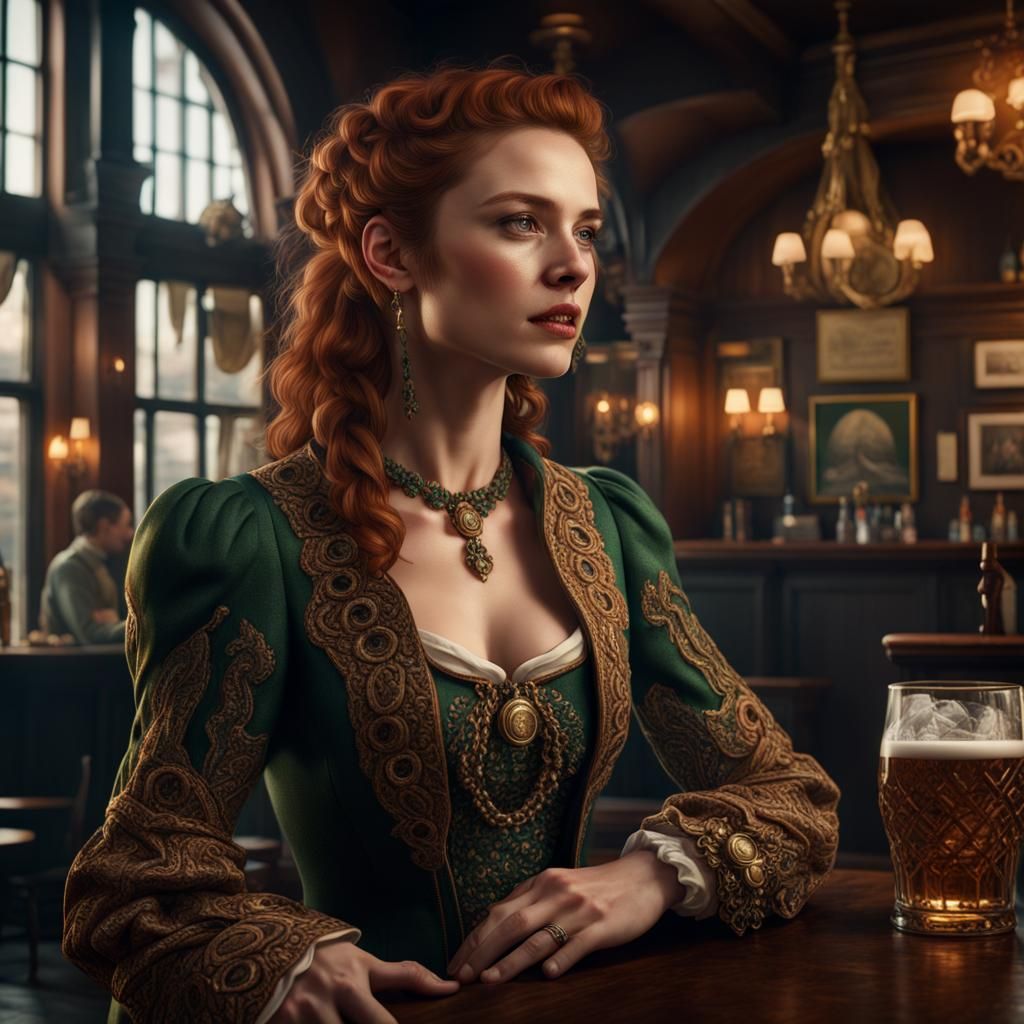 Beautiful Irish Woman Portrait in Detailed Matte Painting