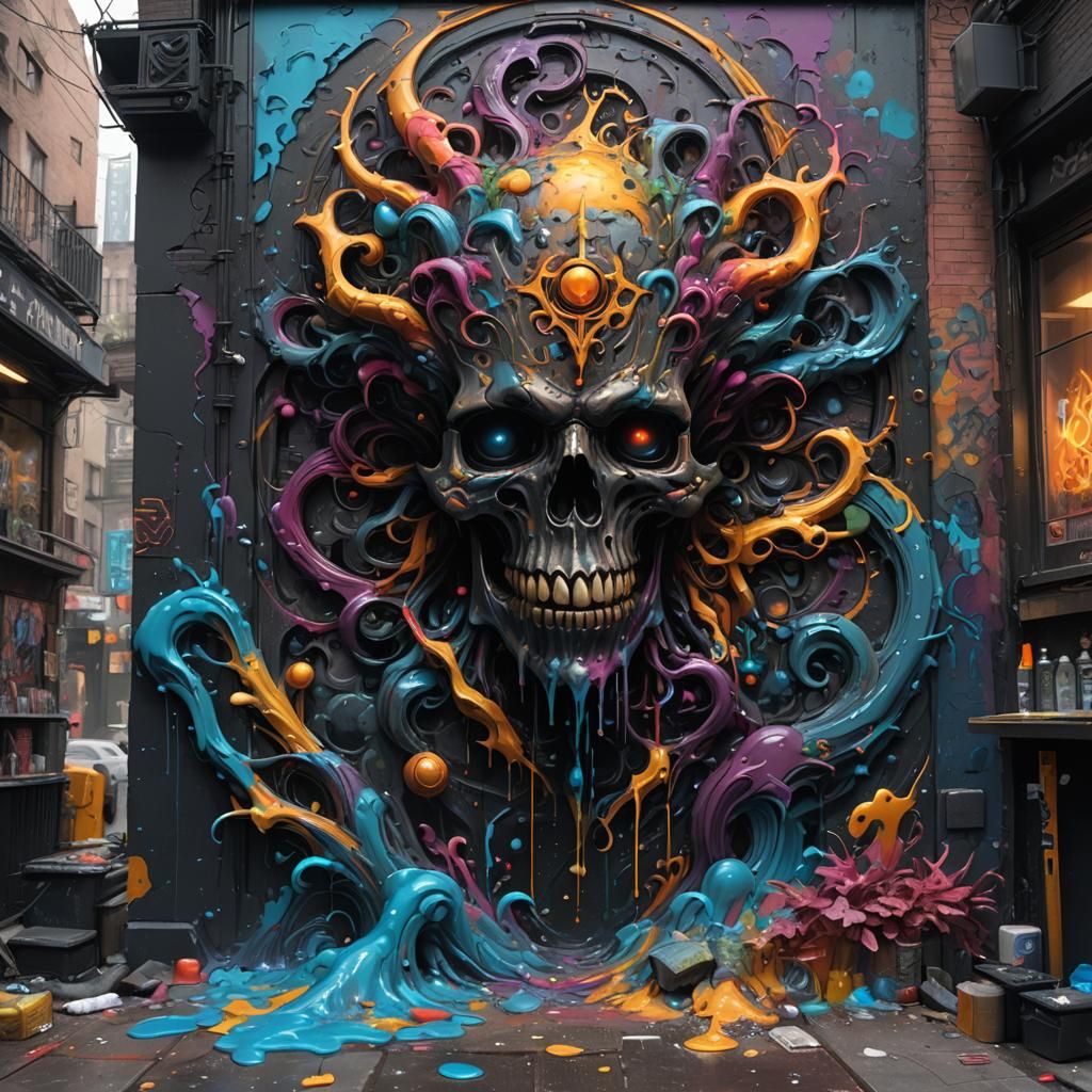 Ophanim Dark Fantasy Graffiti Art in 8k
