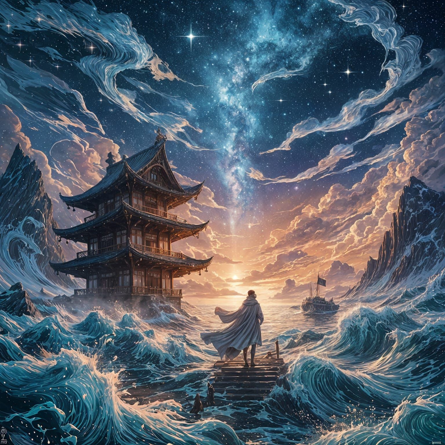 Magical Scandinavian Scene of Wind and Waves