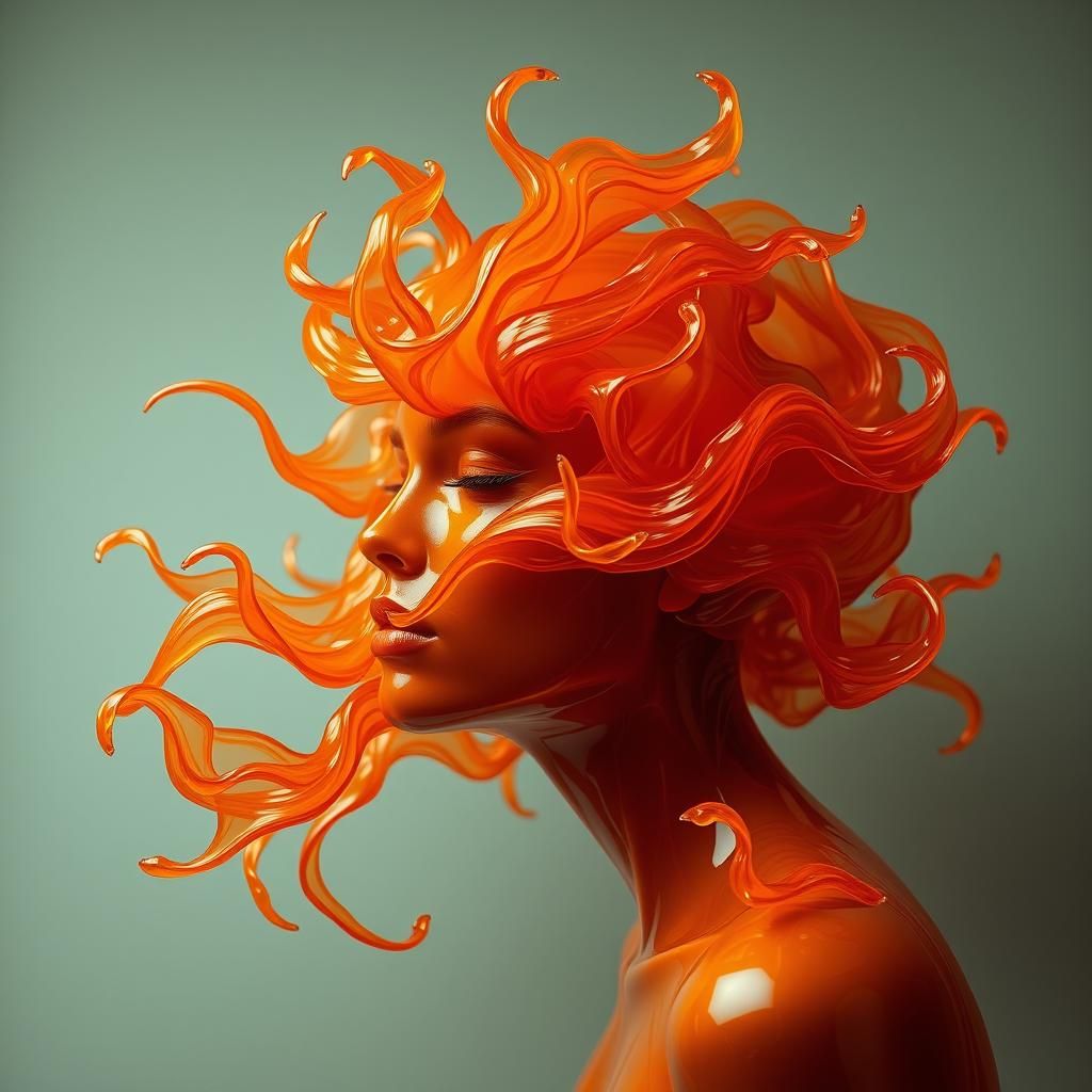 Enigmatic Orange Glasswork: A Fine Art Composition