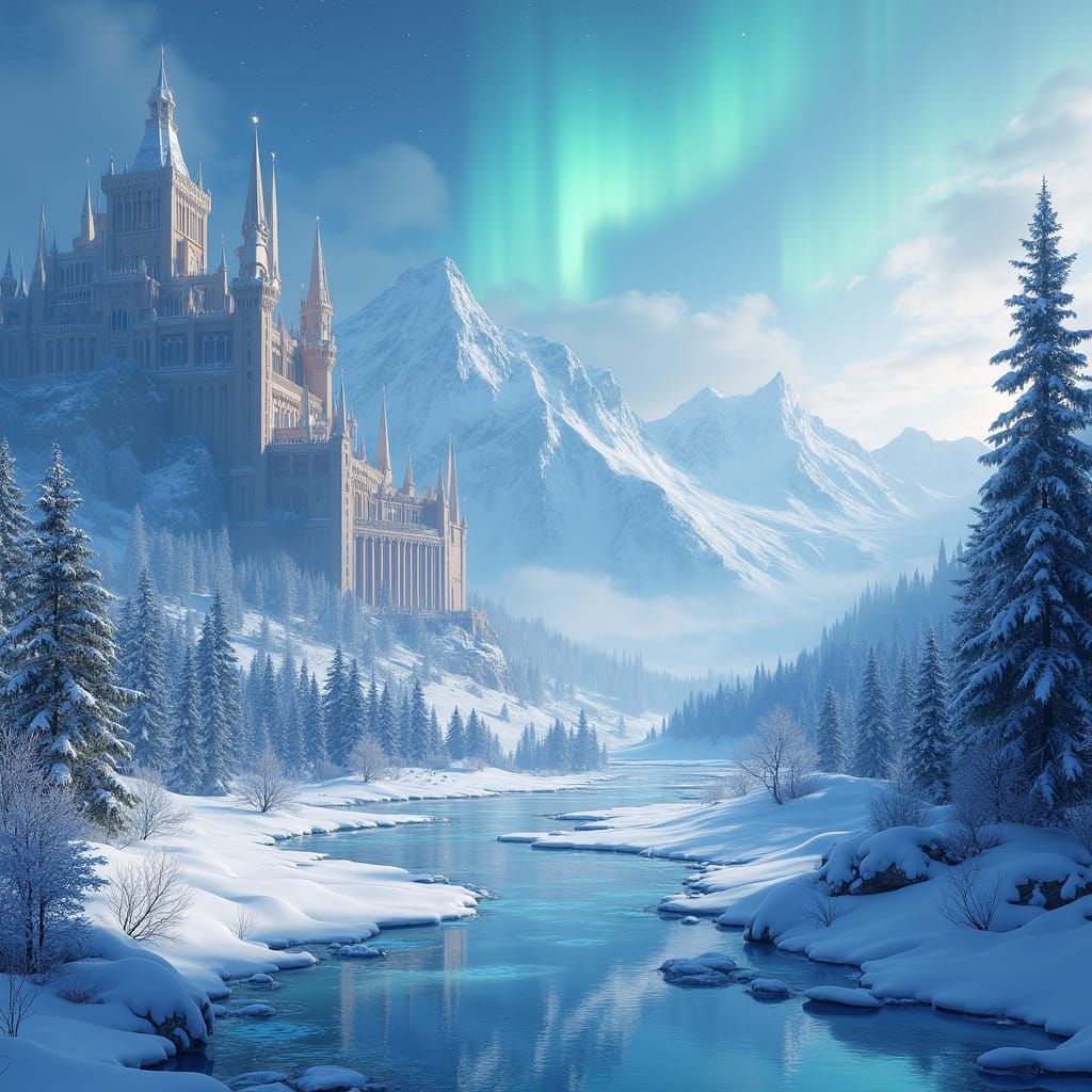 Winter Kingdom Under Northern Lights