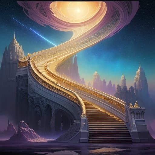 Celestial Stairway Ascends Through Luminous Sky