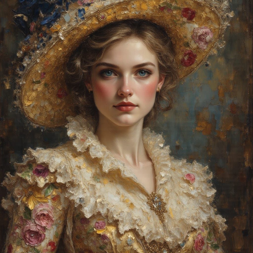 Victorian Lady in Chintz Gown Digital Rendering