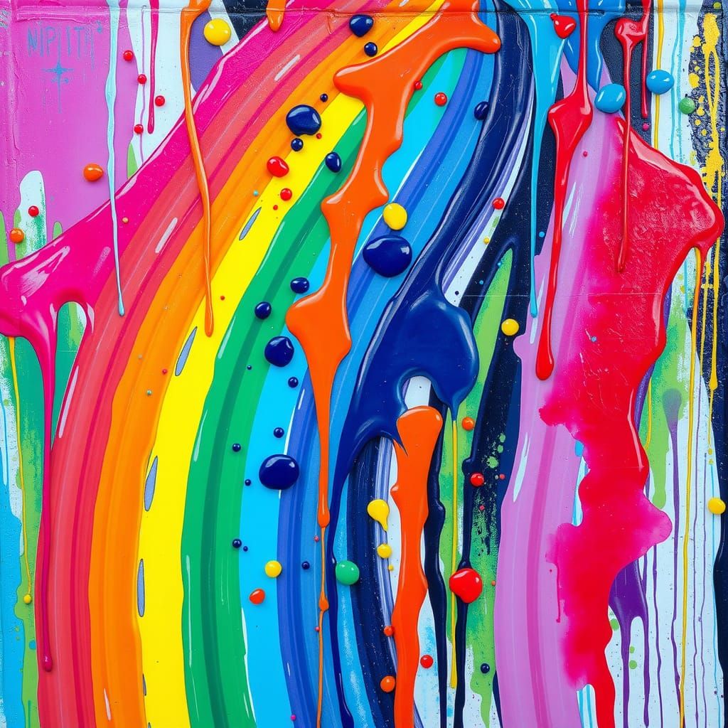 Rainbow Graffiti Art in Synthwave Neon Style