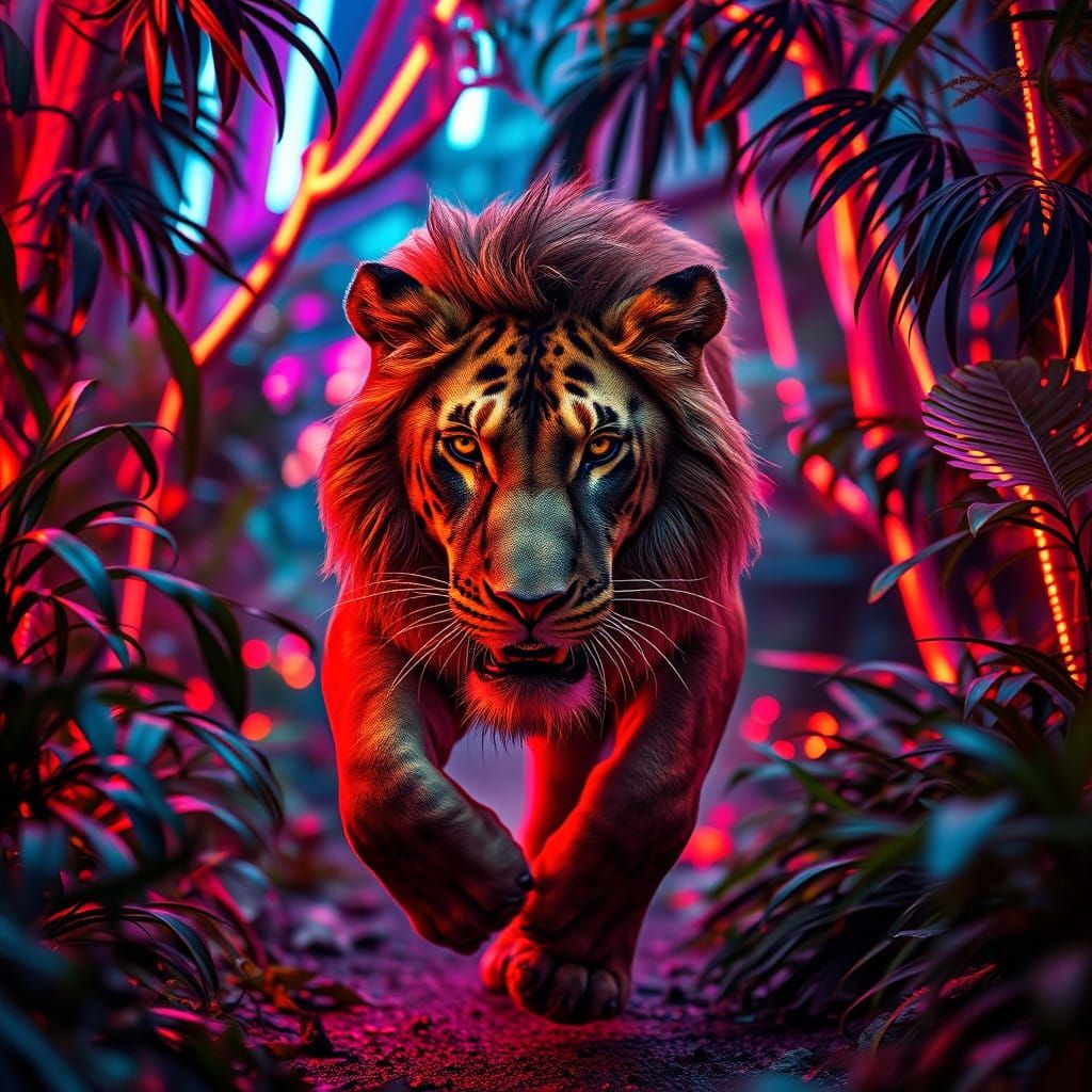 Ethereal Neon Jungle Scene