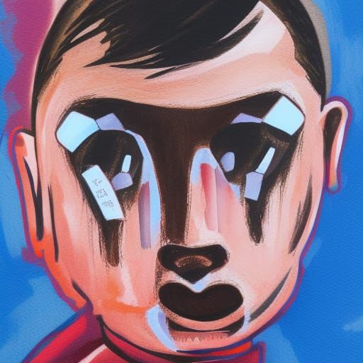 Detailed Gouache Painting of a Bad Boy