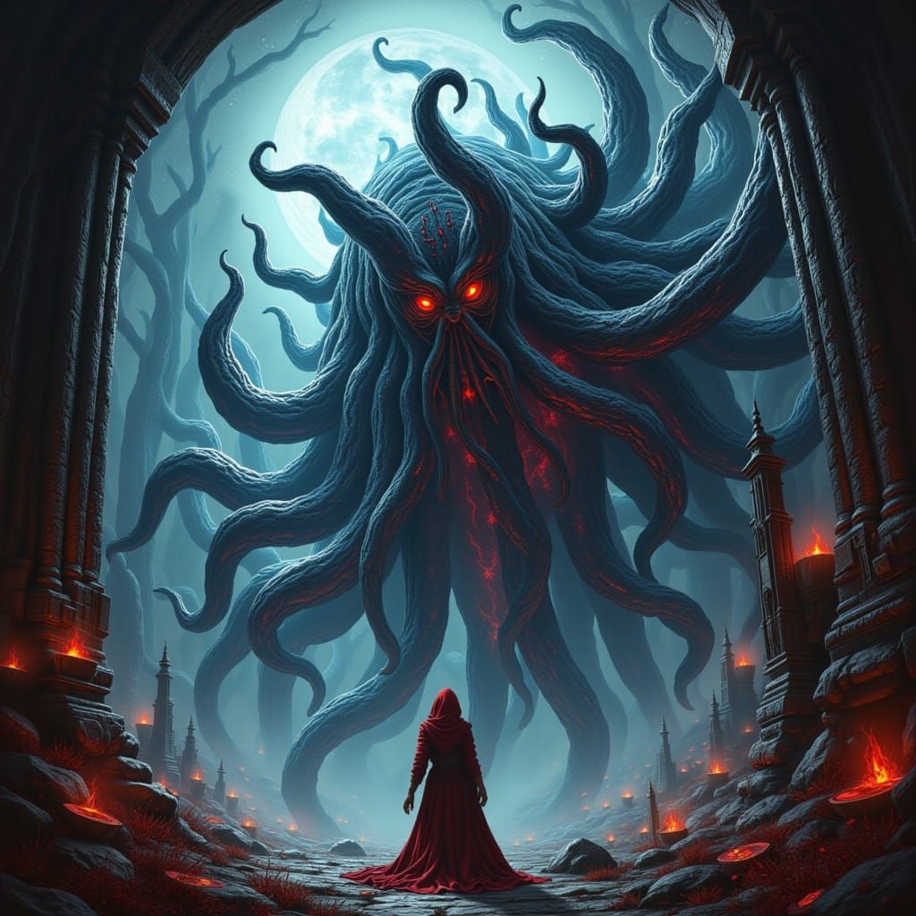 Colossal Eldritch Cthulhu Emerges from Cosmic Vortex