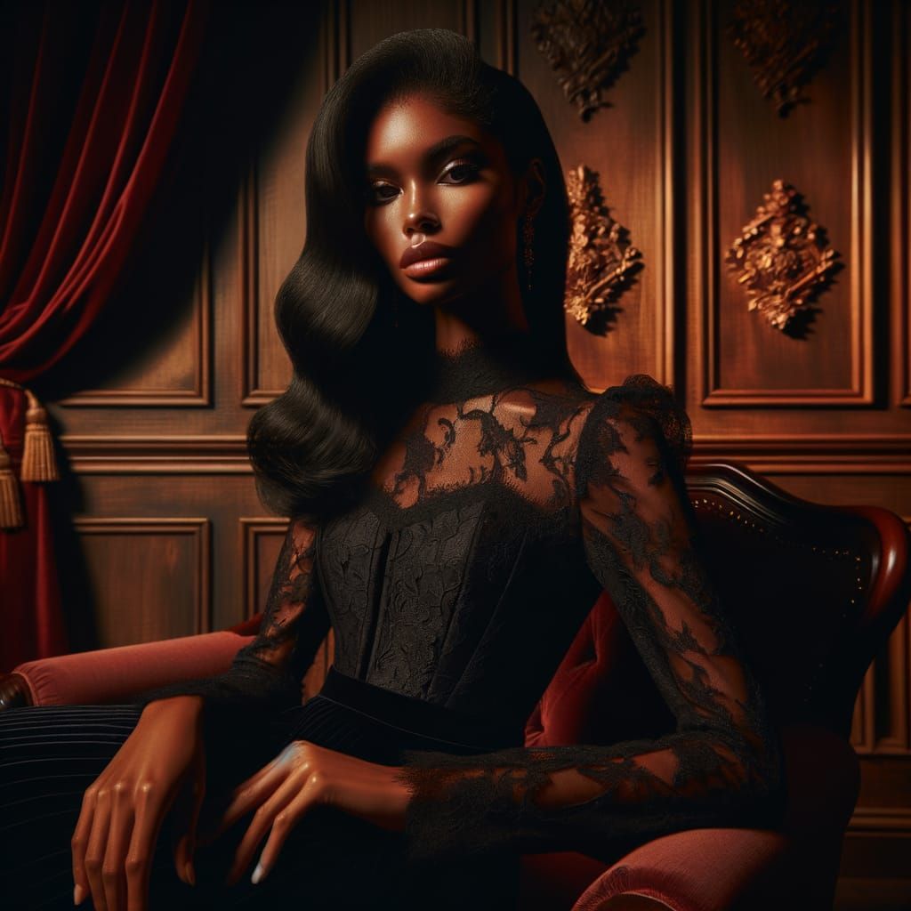 Sophisticated Dark Fantasy Portrait in Warm, Dramatic Lighti...