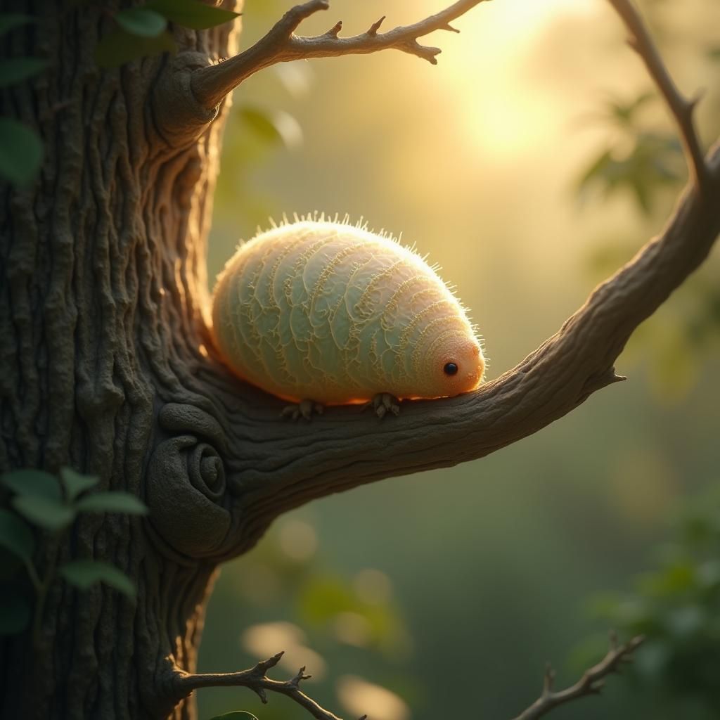 Caterpillar Egg Cocoon in Mystical Orchard