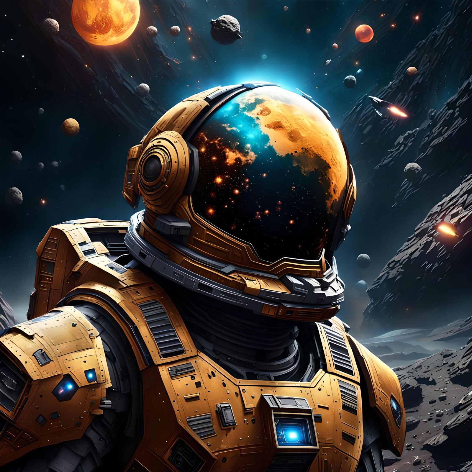 Dramatic Asteroid Field in Deep Space, Hyperrealistic