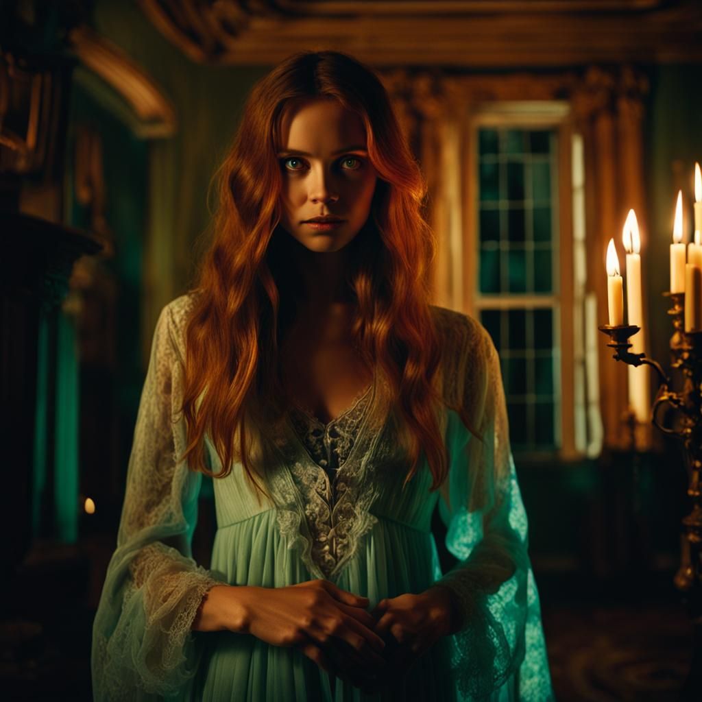 Haunted Beauty in Victorian Mansion Film Still