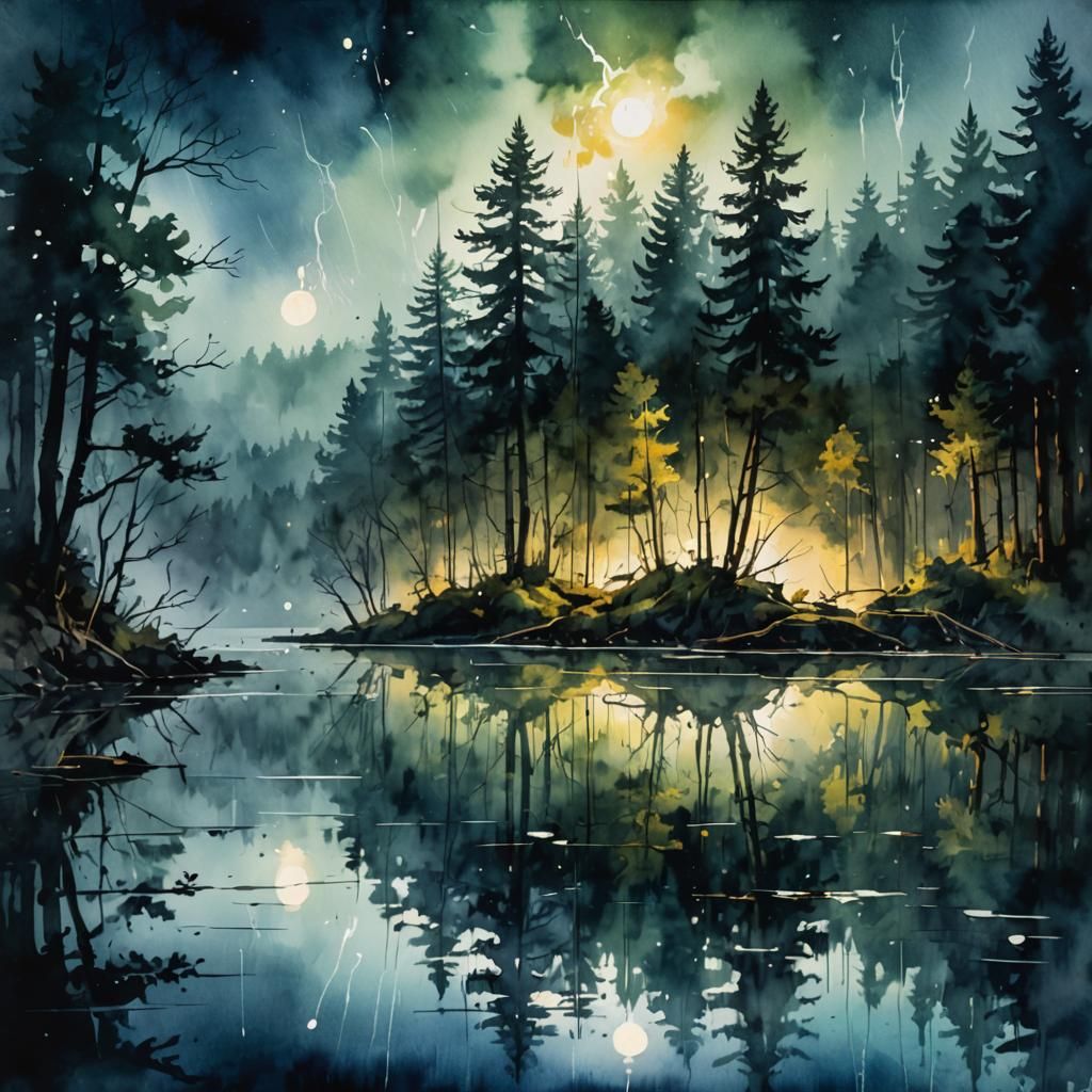 watercolor illustration : made of glass Oil mist-paint art with gentle brush strokes by Daniel Dociu : sharp focus, dram...