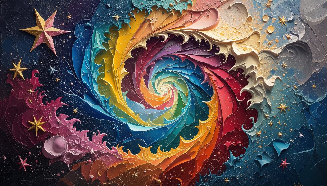 Surreal Cosmic Vortices in Impasto Oil Painting Style