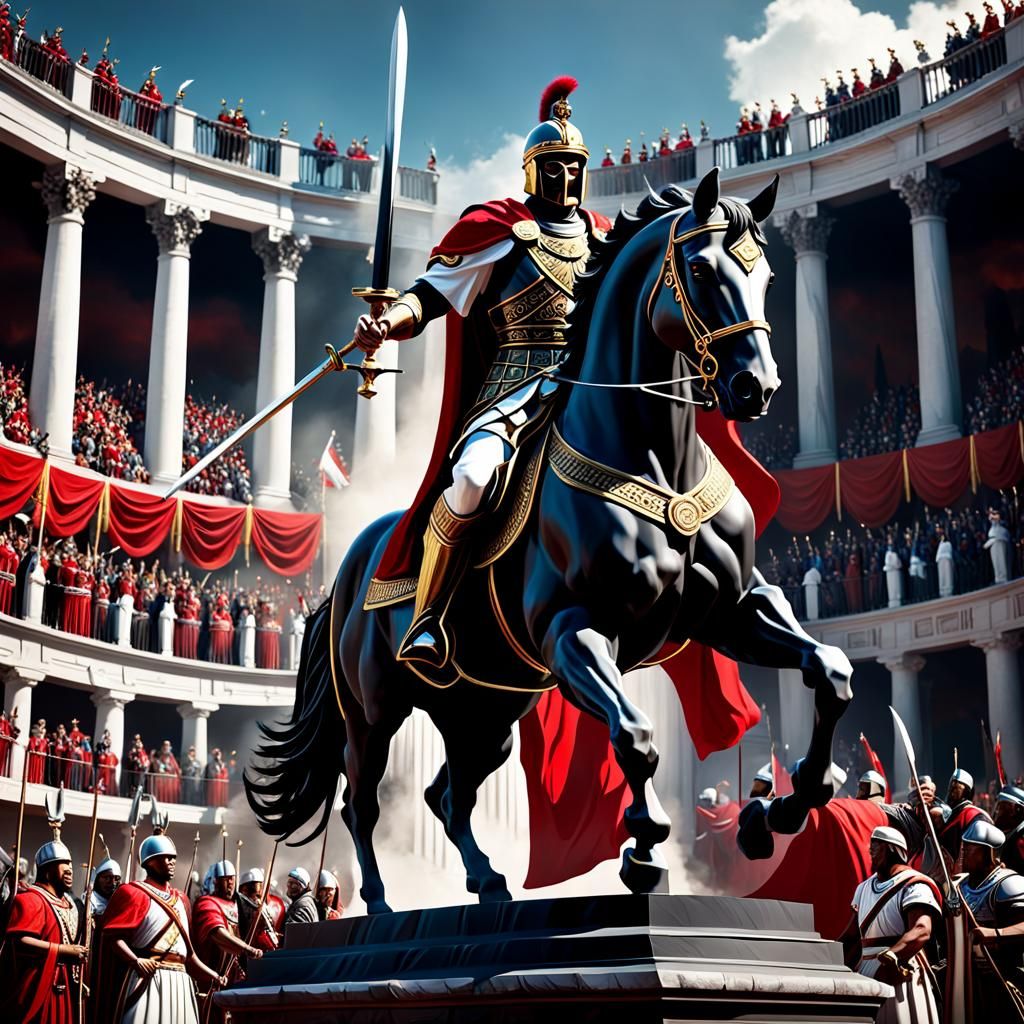 Romans honouring their generals statue